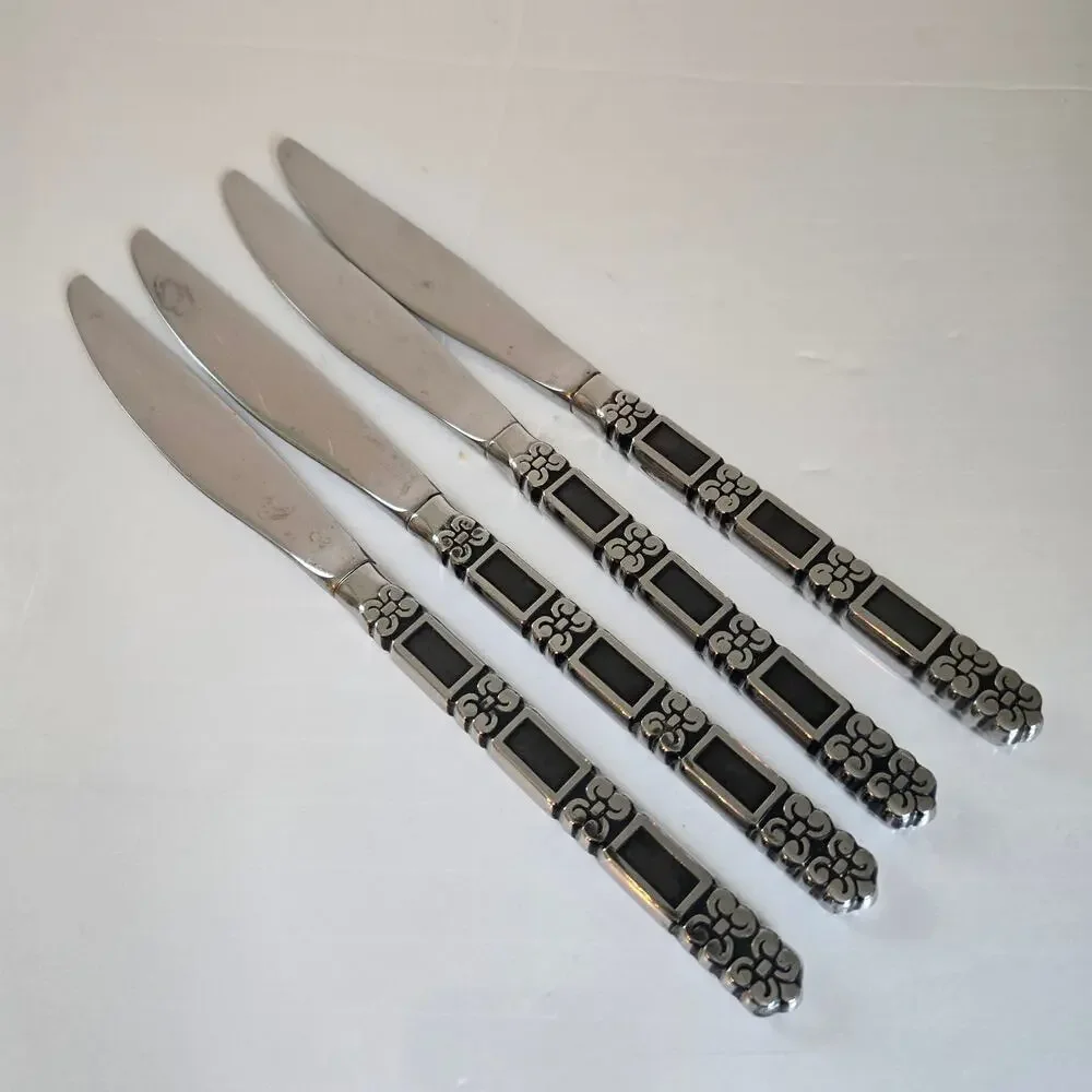 Oneida Community MADRID Butter Dinner Knives 4 Black Accent Stainless Flatware